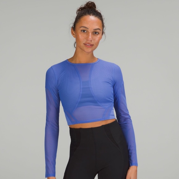 White Lululemon Mesh Panelled Training Long Sleeve Shirt - Picture 3 of 4